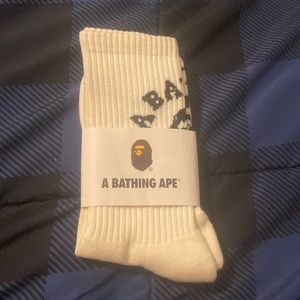 white college bape socks. one size fits all. brand new no tags